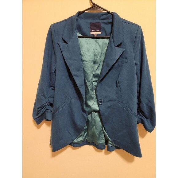 MODCLOTH Women's classic blue Cotton Blend blazer with a button Jacket Size m - Picture 4 of 11